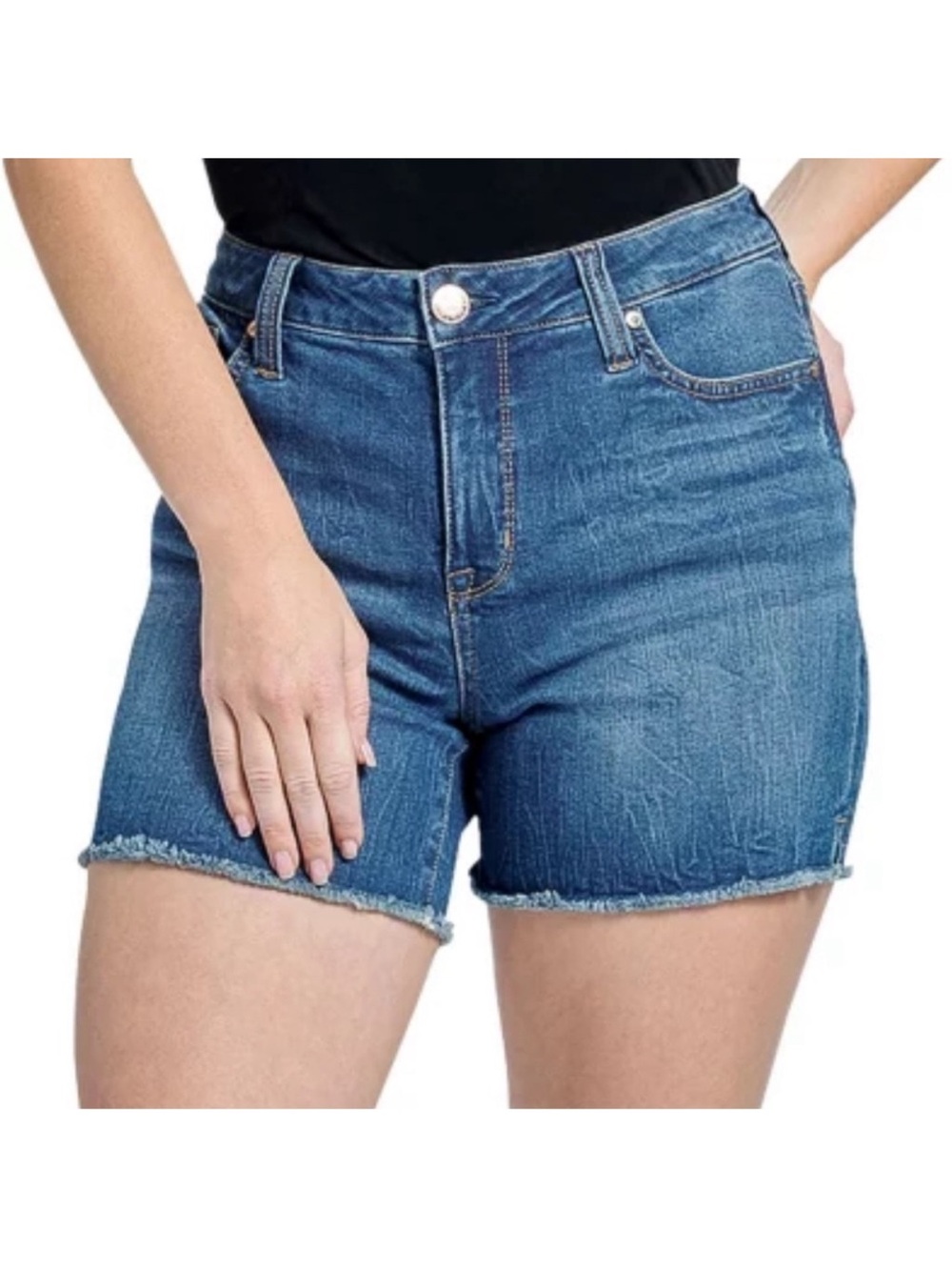 Seven7 Denim Weekend Short Frayed Medium Wash Jean Shorts Size 4